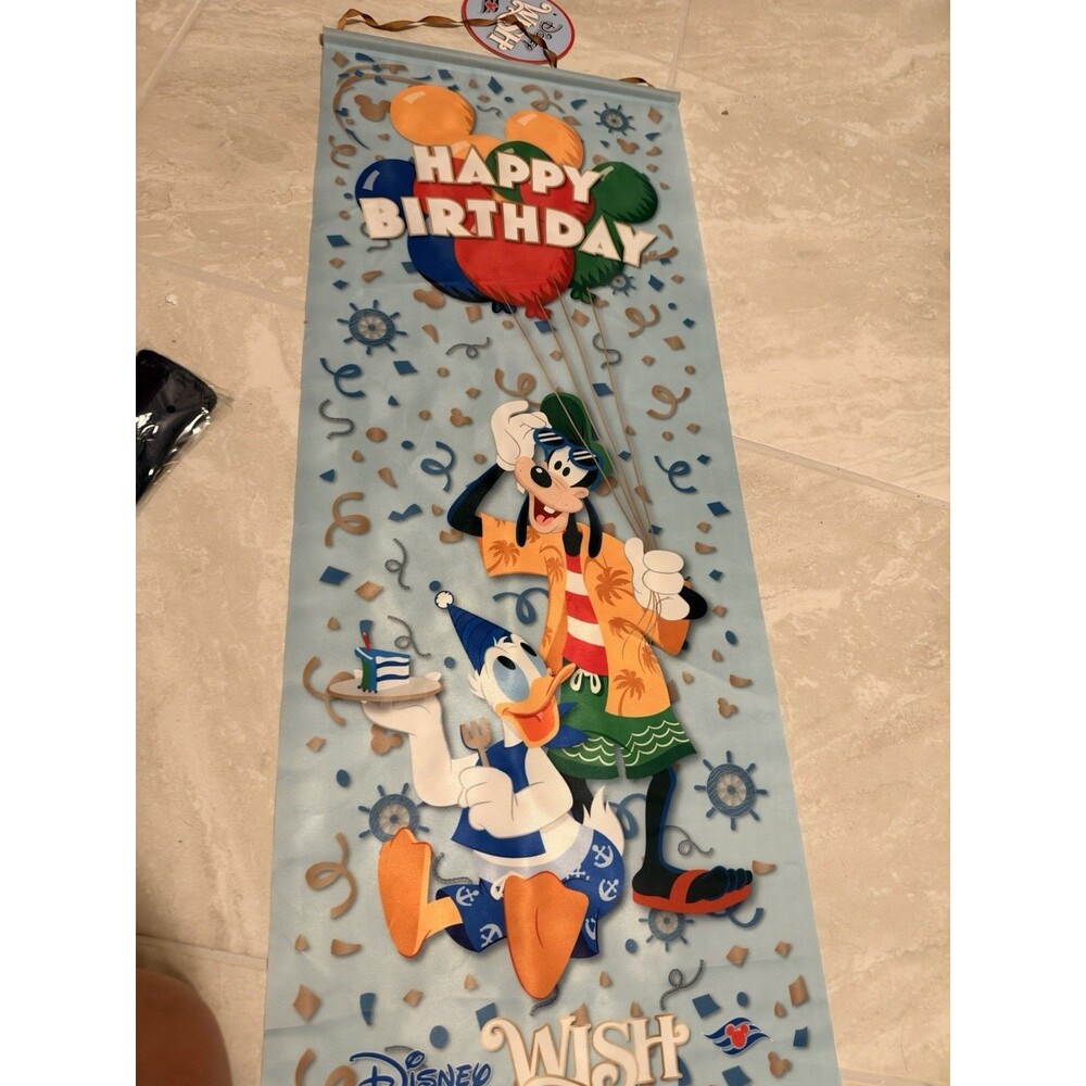Disney Cruise Line Hanging Banner Happy Birthday Decor DCL Donald Goofy